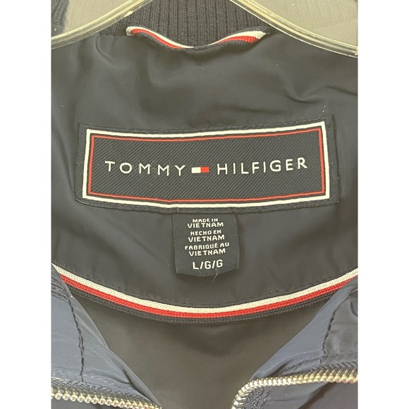 Tommy Hilfiger Women Quilted Puffer Vest Colorblock Full Zip Navy Red Gray Large - Picture 5 of 8